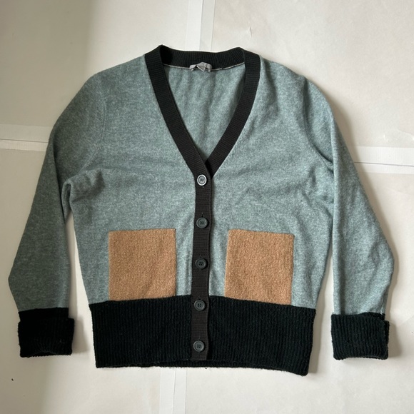COS Colour-block Cardigan Sweater In Green size S - Picture 14 of 14